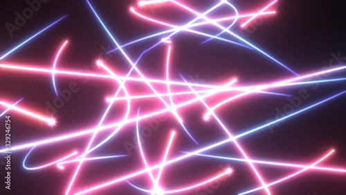 Flying Shining Star Particles with Glowing Neon Energy Stream Lines - Abstract Background Texture