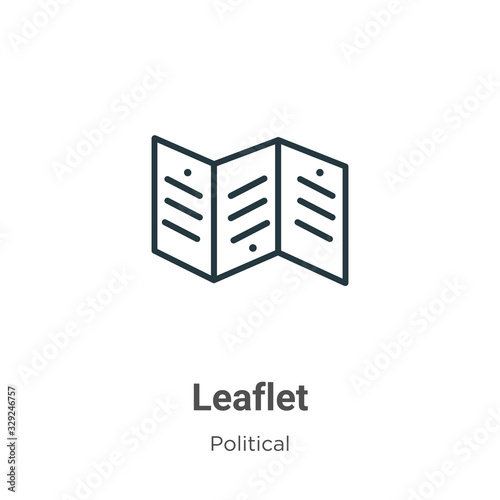 Leaflet outline vector icon. Thin line black leaflet icon, flat vector simple element illustration from editable political concept isolated stroke on white background