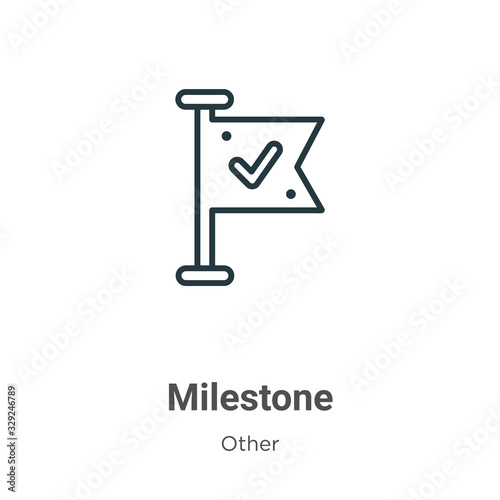 Milestone outline vector icon. Thin line black milestone icon, flat vector simple element illustration from editable other concept isolated stroke on white background