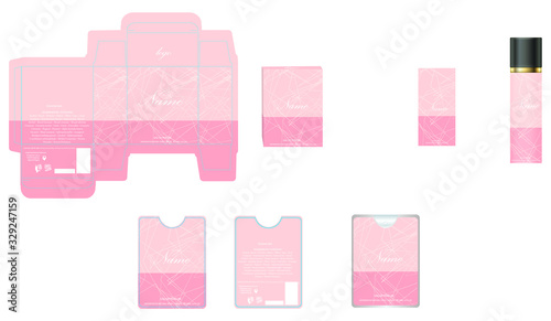 Packaging design, luxury perfume box, pocket perfume and seo design template and mock up box. Illustration vector.
