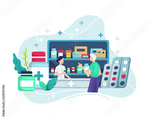 People buys drugs at the pharmacy