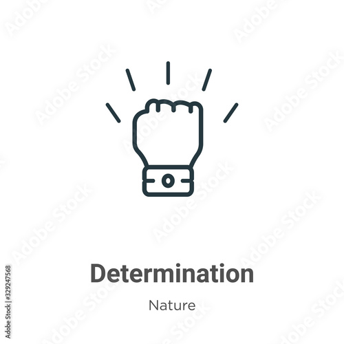 Determination outline vector icon. Thin line black determination icon, flat vector simple element illustration from editable nature concept isolated stroke on white background