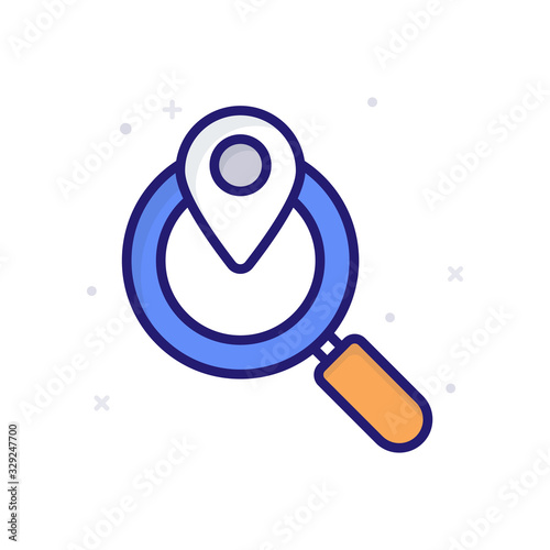 Location Search Vector illustration Outline Filled With Color Background and Investment icon.