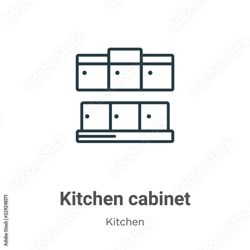 Kitchen cabinet outline vector icon. Thin line black kitchen cabinet icon, flat vector simple element illustration from editable kitchen concept isolated stroke on white background