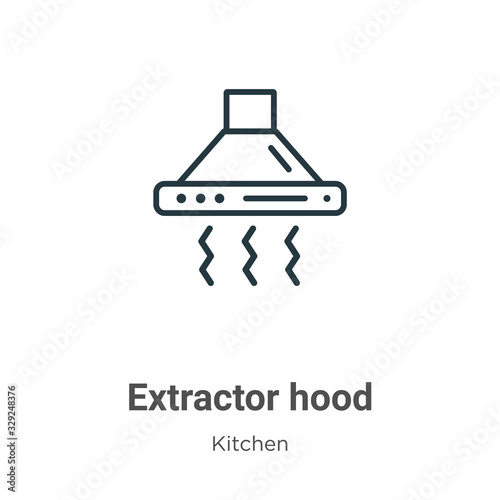 Extractor hood outline vector icon. Thin line black extractor hood icon, flat vector simple element illustration from editable kitchen concept isolated stroke on white background