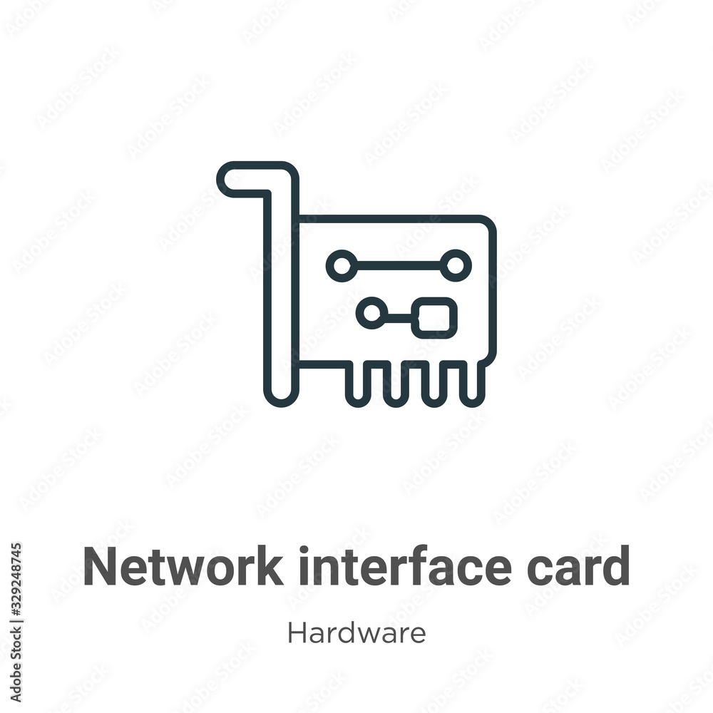 Network interface card outline vector icon. Thin line black network