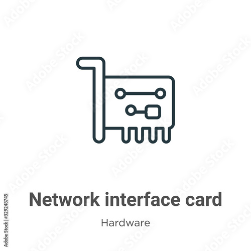 Network interface card outline vector icon. Thin line black network interface card icon, flat vector simple element illustration from editable hardware concept isolated stroke on white background