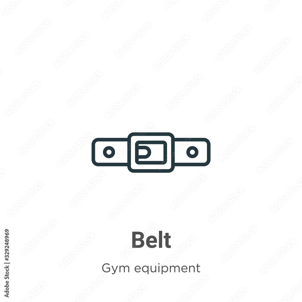 Obraz premium Belt outline vector icon. Thin line black belt icon, flat vector simple element illustration from editable gym equipment concept isolated stroke on white background