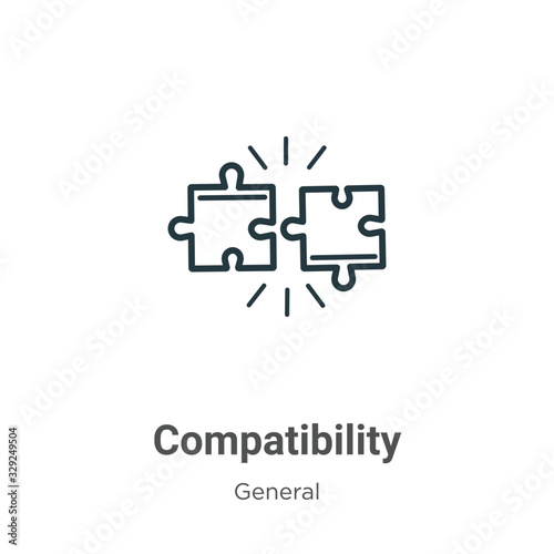 Compatibility outline vector icon. Thin line black compatibility icon, flat vector simple element illustration from editable general concept isolated stroke on white background