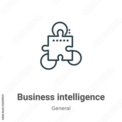 Business intelligence outline vector icon. Thin line black business intelligence icon, flat vector simple element illustration from editable general concept isolated stroke on white background