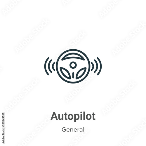 Autopilot outline vector icon. Thin line black autopilot icon, flat vector simple element illustration from editable general concept isolated stroke on white background
