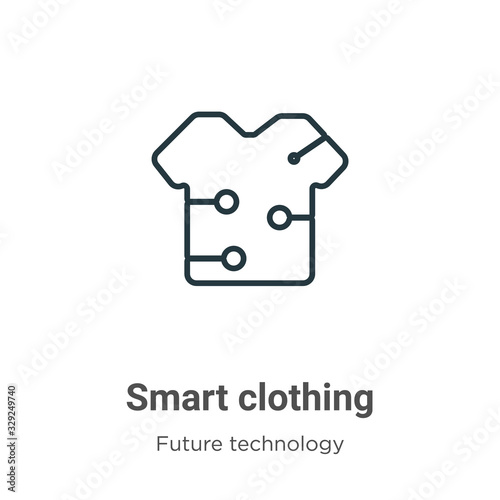 Smart clothing outline vector icon. Thin line black smart clothing icon, flat vector simple element illustration from editable future technology concept isolated stroke on white background