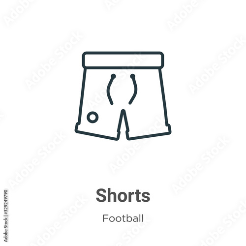 Shorts outline vector icon. Thin line black shorts icon, flat vector simple element illustration from editable football concept isolated stroke on white background