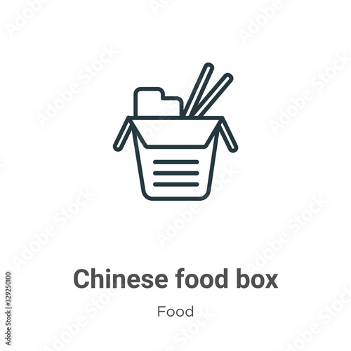 Chinese food box outline vector icon. Thin line black chinese food box icon, flat vector simple element illustration from editable food concept isolated stroke on white background