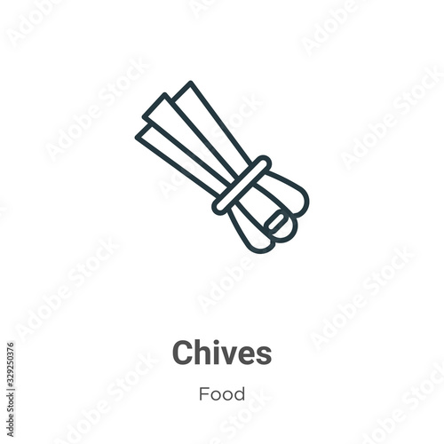 Chives outline vector icon. Thin line black chives icon, flat vector simple element illustration from editable food concept isolated stroke on white background