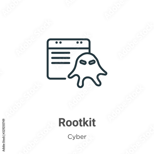 Rootkit outline vector icon. Thin line black rootkit icon, flat vector simple element illustration from editable cyber concept isolated stroke on white background