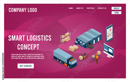 Modern flat design isometric concept of Smart Logistics with with global logistics partnership for website and mobile website.  Easy to edit and customize. Vector illustration