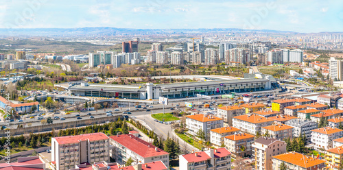 Ankara/Turkey-March 20 2019: Panoramic Ankara view with Emek district and intercity bus terminal