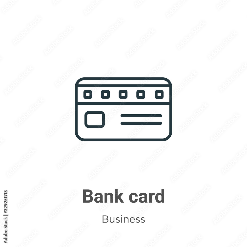 Obraz premium Bank card outline vector icon. Thin line black bank card icon, flat vector simple element illustration from editable business concept isolated stroke on white background