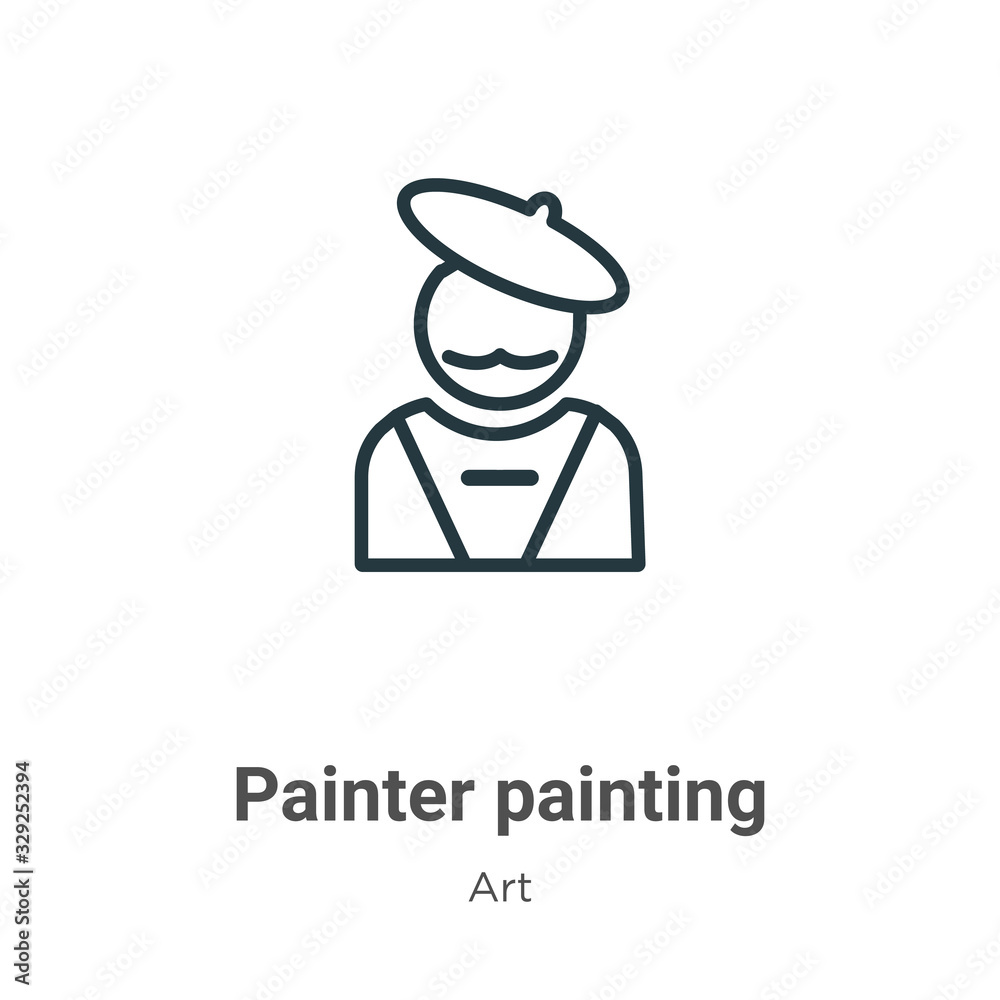 Painter painting outline vector icon. Thin line black painter painting icon, flat vector simple element illustration from editable art concept isolated stroke on white background