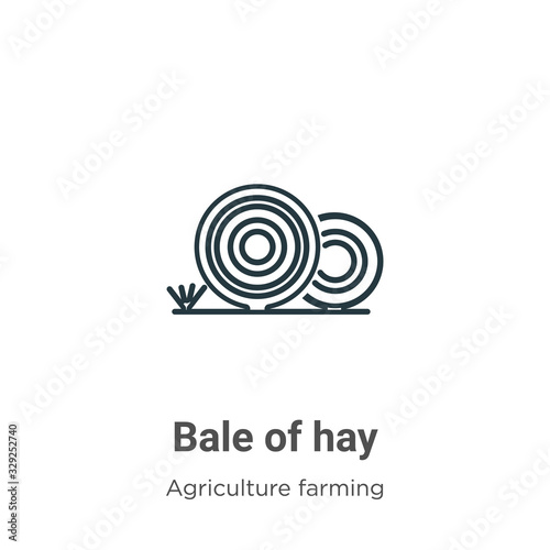 Bale of hay outline vector icon. Thin line black bale of hay icon, flat vector simple element illustration from editable farming and gardening concept isolated stroke on white background