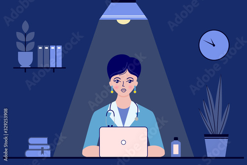doctor sitting in doctor's office