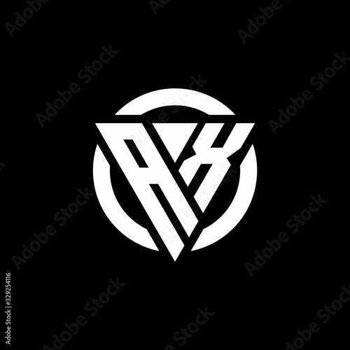 AX logo with triangle shape and circle rounded design template