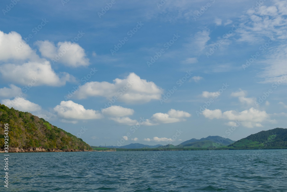 view of Koh Yao Yai Bay there is Sea mountain landscape and cumulus over sea