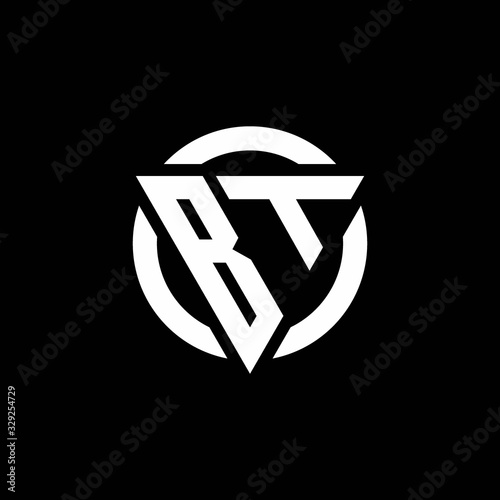 BT logo with triangle shape and circle rounded design template