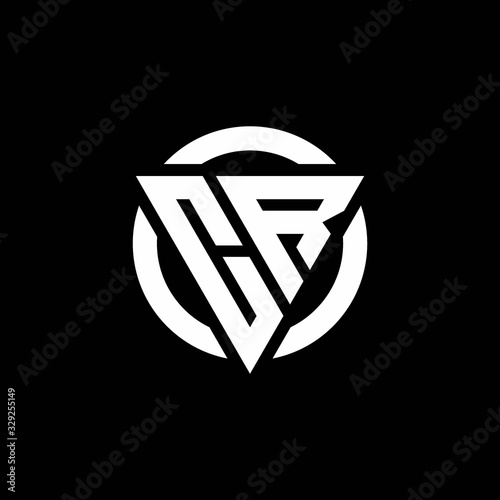 CR logo with triangle shape and circle rounded design template