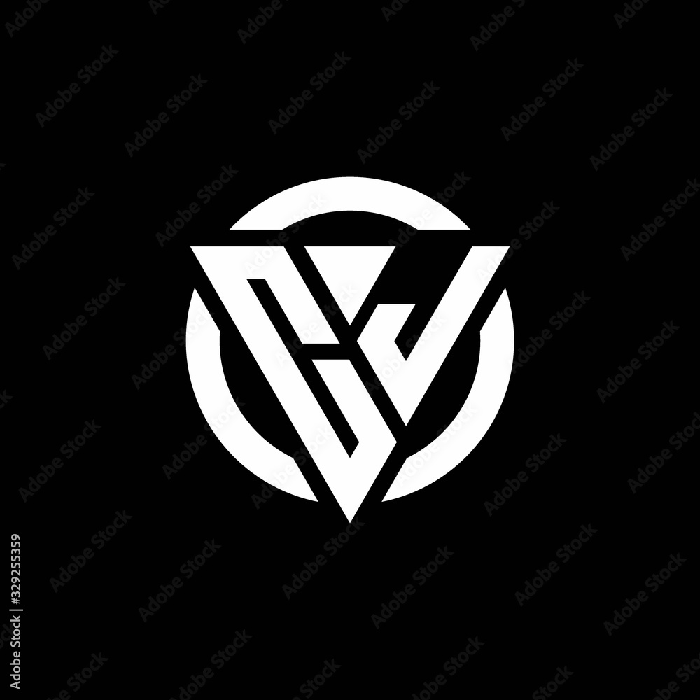 CJ logo with triangle shape and circle rounded design template Stock ...