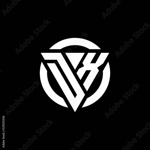 Free Download DX logo with triangle shape and circle rounded design template - GFXLoad