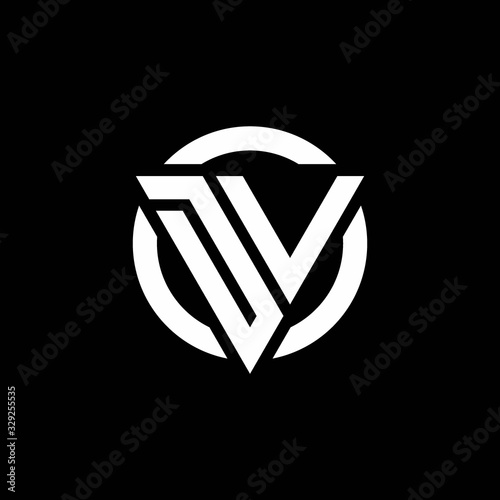 DV logo with triangle shape and circle rounded design template