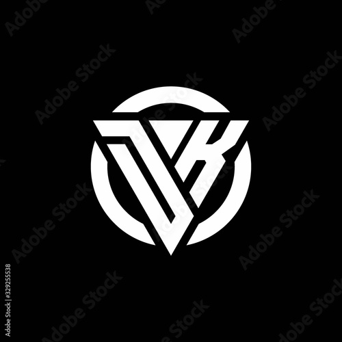 DK logo with triangle shape and circle rounded design template
