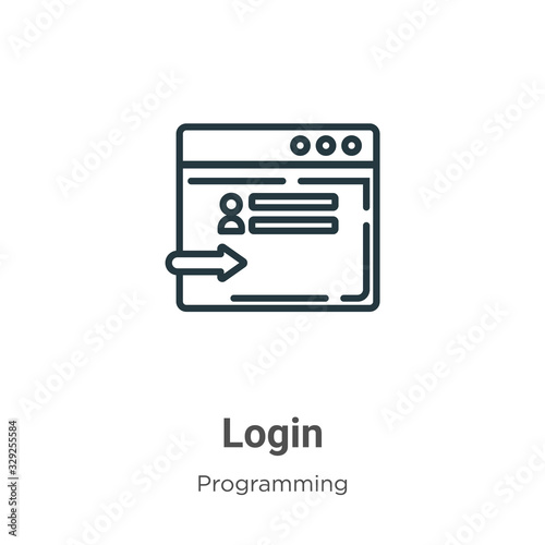 Login outline vector icon. Thin line black login icon, flat vector simple element illustration from editable programming concept isolated stroke on white background