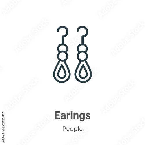 Earings outline vector icon. Thin line black earings icon, flat vector simple element illustration from editable people concept isolated stroke on white background