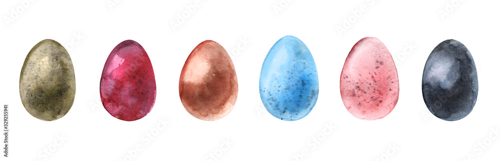 Easter eggs, watercolor clipart elements are isolated on a white background. Easter eggs, watercolor clipart elements are isolated on a white background.