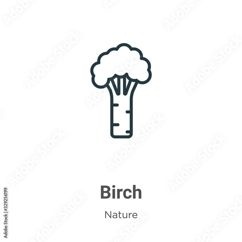 Birch outline vector icon. Thin line black birch icon, flat vector simple element illustration from editable nature concept isolated stroke on white background