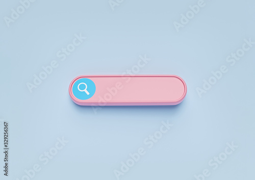 minimal blank search bar on pastel blue background. web search concept. 3d rendering
