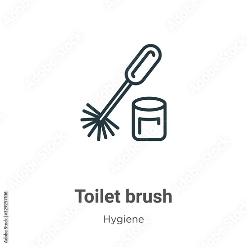 Toilet brush outline vector icon. Thin line black toilet brush icon, flat vector simple element illustration from editable hygiene concept isolated stroke on white background