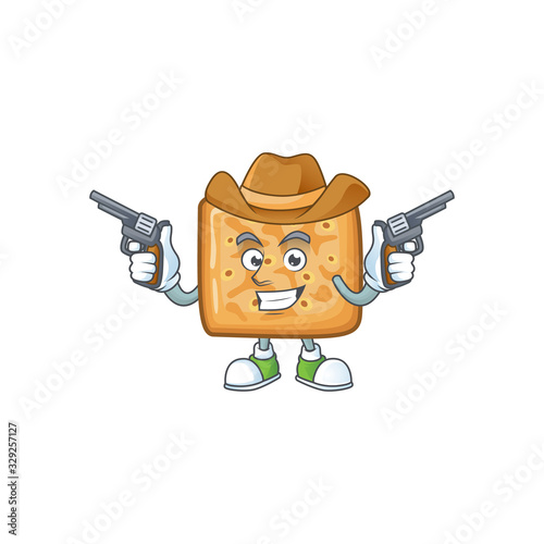 Cool cowboy cartoon design of crackers holding guns