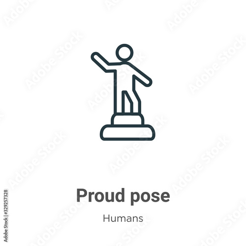 Proud pose outline vector icon. Thin line black proud pose icon, flat vector simple element illustration from editable humans concept isolated stroke on white background