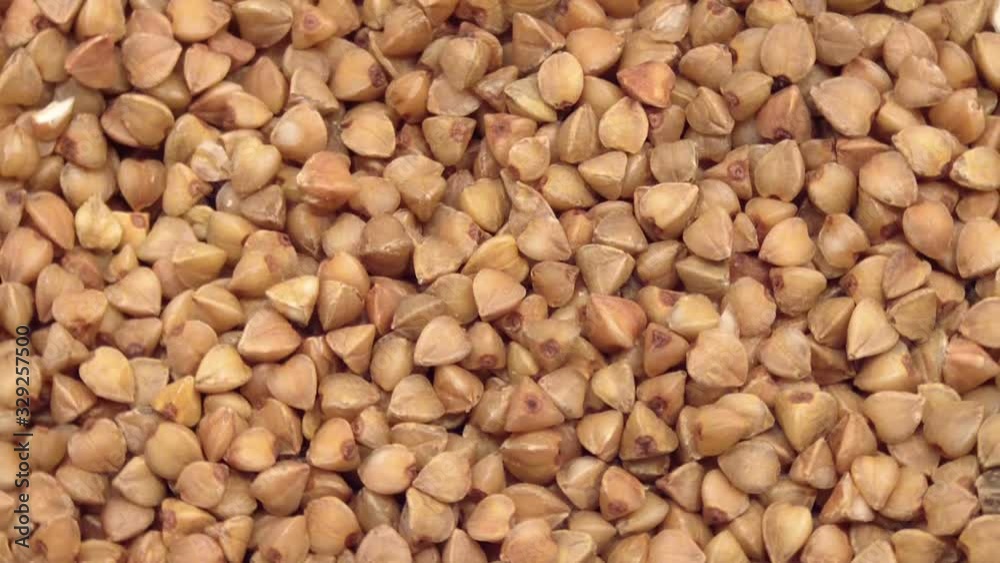 The buckwheat rotates. Close up. The view from the top The buckwheat rotates. Close up. The view from the top