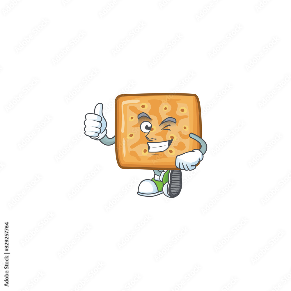 Crackers cartoon character making Thumbs up finger
