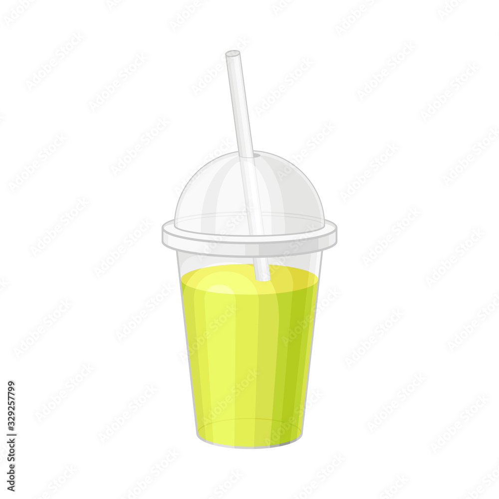Alcoholic Cocktail Made of Sugarcane Poured in Glass with Straw Isolated on White Background Vector Illustration Alcoholic Cocktail Made of Sugarcane Poured in Glass with Straw Isolated on White Background Vector Illustration
