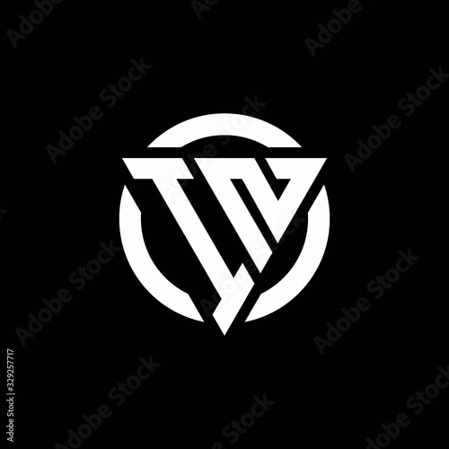 IN logo with triangle shape and circle rounded design template