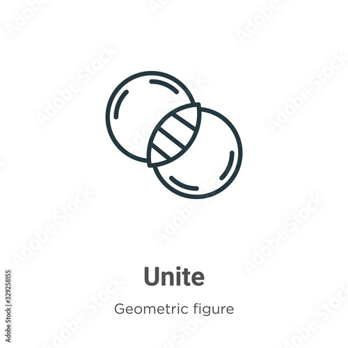 Unite outline vector icon. Thin line black unite icon, flat vector simple element illustration from editable geometric figure concept isolated stroke on white background