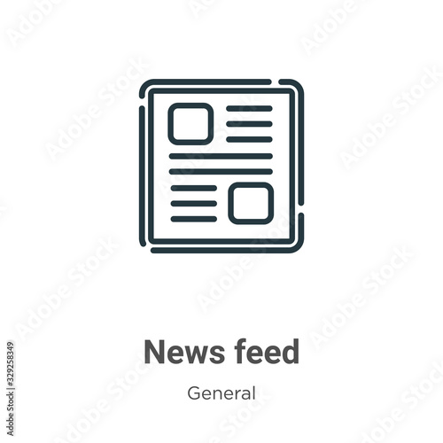 News feed outline vector icon. Thin line black news feed icon, flat vector simple element illustration from editable general concept isolated stroke on white background