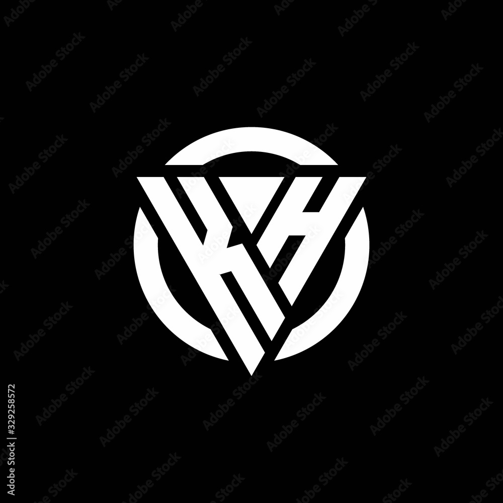 KH logo with triangle shape and circle rounded design template Stock ...