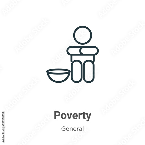 Poverty outline vector icon. Thin line black poverty icon, flat vector simple element illustration from editable general concept isolated stroke on white background